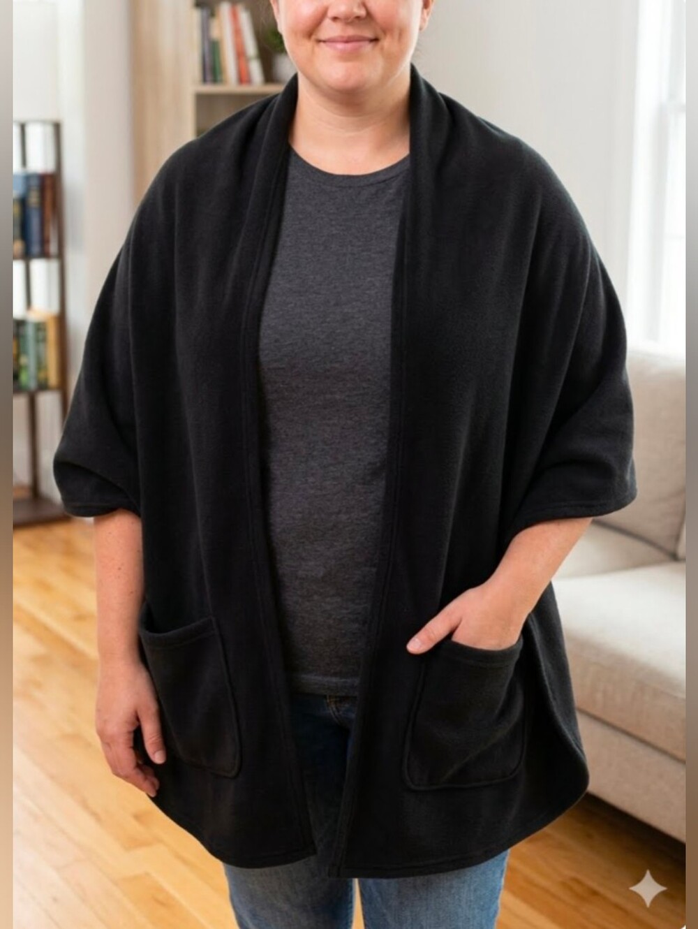 Black Fleece Scarf Wrap With Pickets Baby Soft by 35 Below